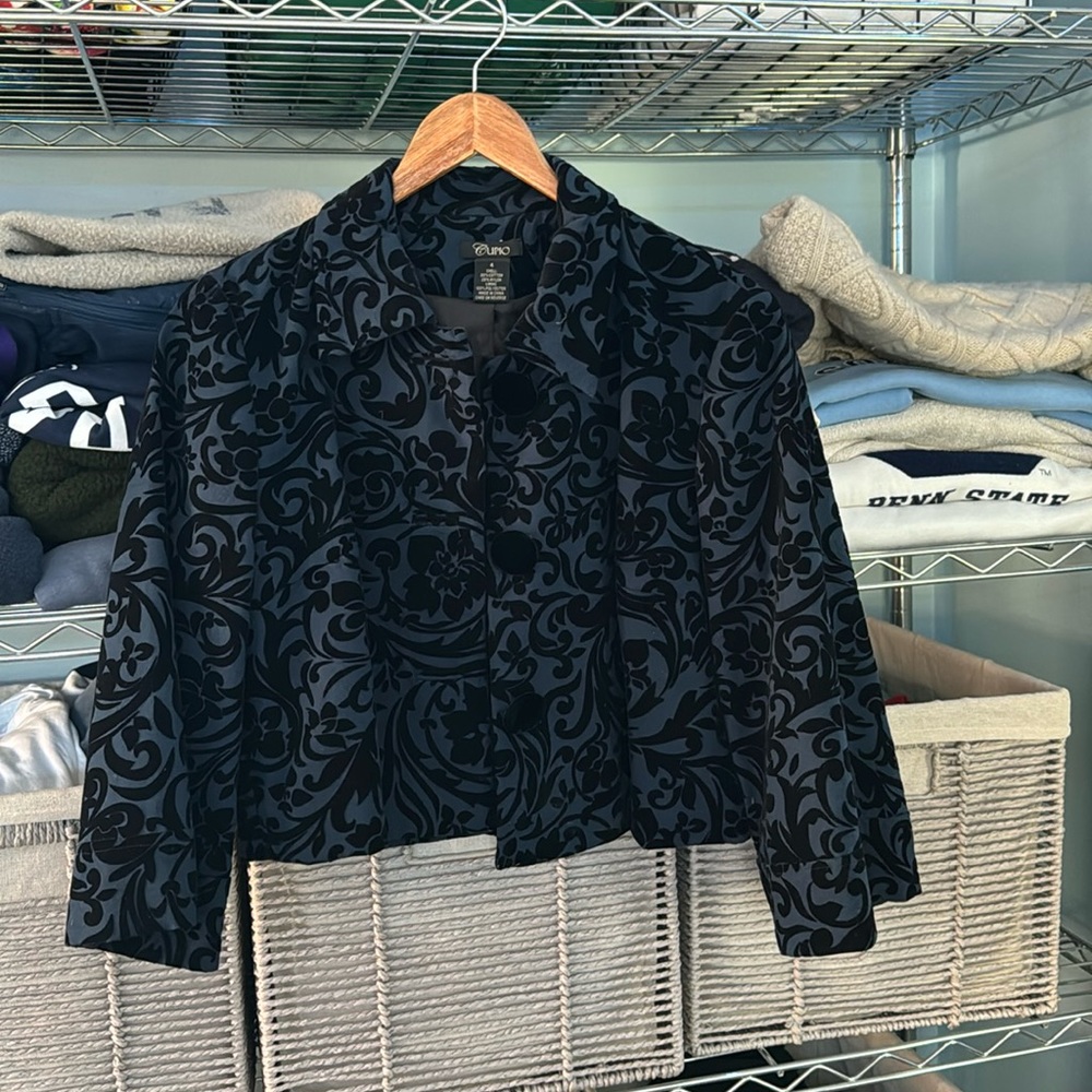 GIRLS CROPPED BLAZER TEXTURED